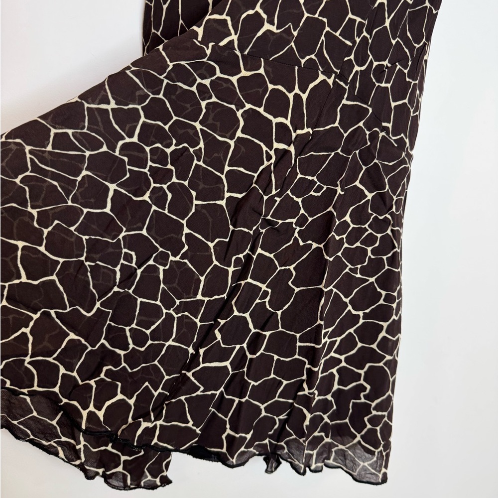 Vintage giraffe animal print brown flare bottom midi skirt size medium - Picture 6 of 10